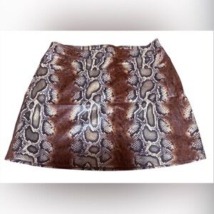 Y2K Mini A Line Skirt in Brow Animal Print, Size Medium, Like New